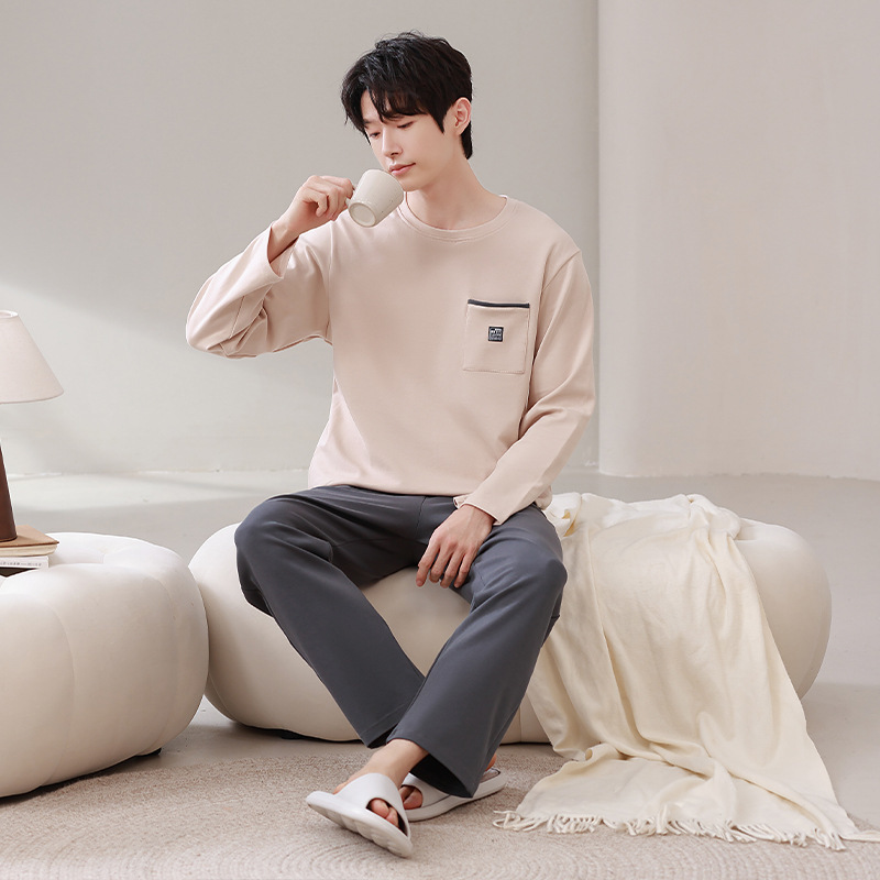 今年新品睡衣男季纯棉圆领套头长袖长裤运动休闲可外穿男士家居服