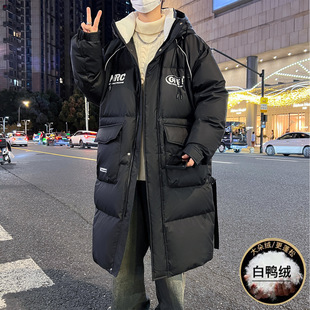 德国青少年冬季中长款羽绒服男孩初中高中学生帅气大童加厚白鸭绒