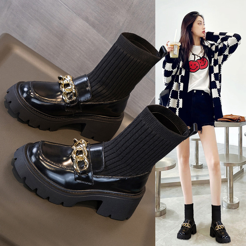 今年新品学生厚底高跟学院风玛丽珍jk小皮鞋女新款韩版链条英伦风