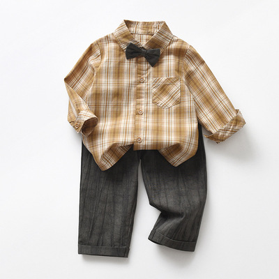 新品潮流男童套装秋季长袖儿童衣服一周岁绅士礼服春秋衬衣男宝宝