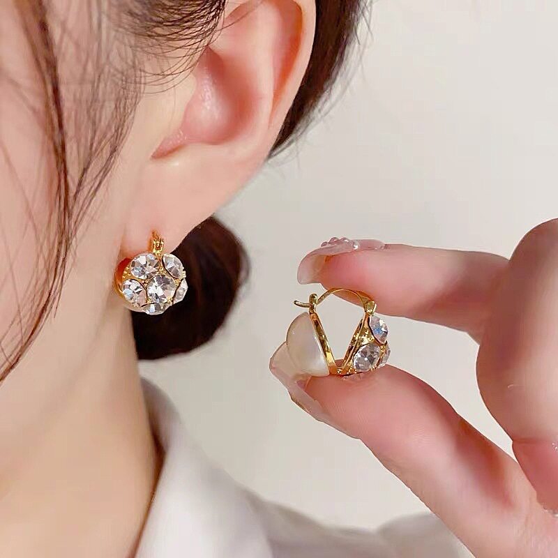 撤柜韩版新款高级设计感双面珍珠锆石耳环女轻奢个性百搭气质耳扣