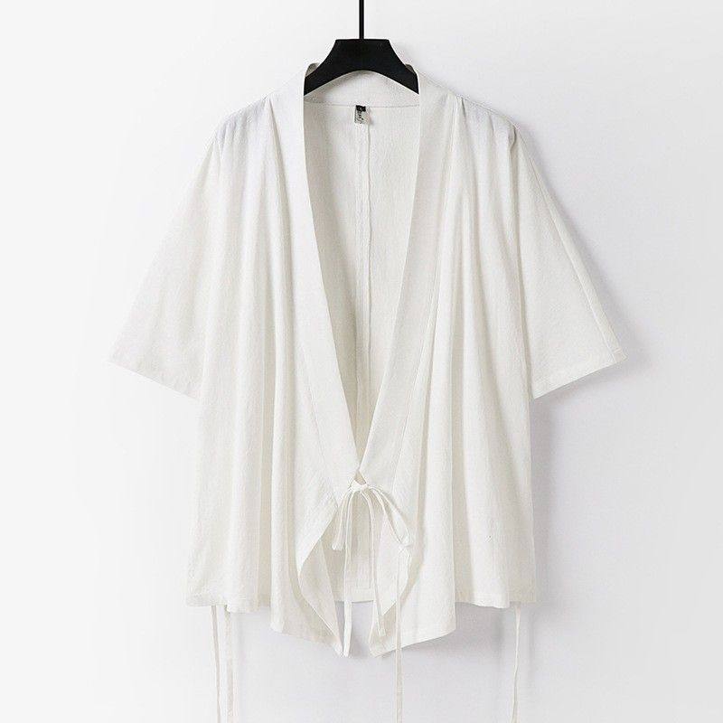 大码300斤中国风绑带汉服男女短袖交领茶服复古斜襟居士禅意上衣