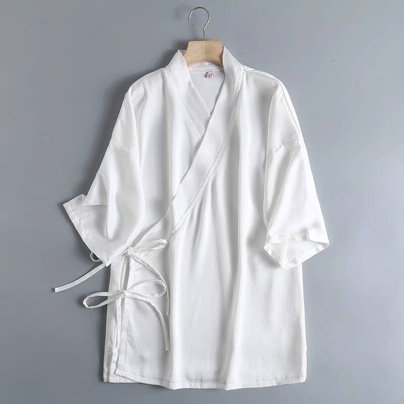 民族风交领系带汉服茶禅服男女通用短袖夏季垂感中衣薄大码300斤