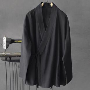 大码 复古潮流男女士休闲汉服国风斜襟宽松罩衫 新中式 德绒秋冬新款