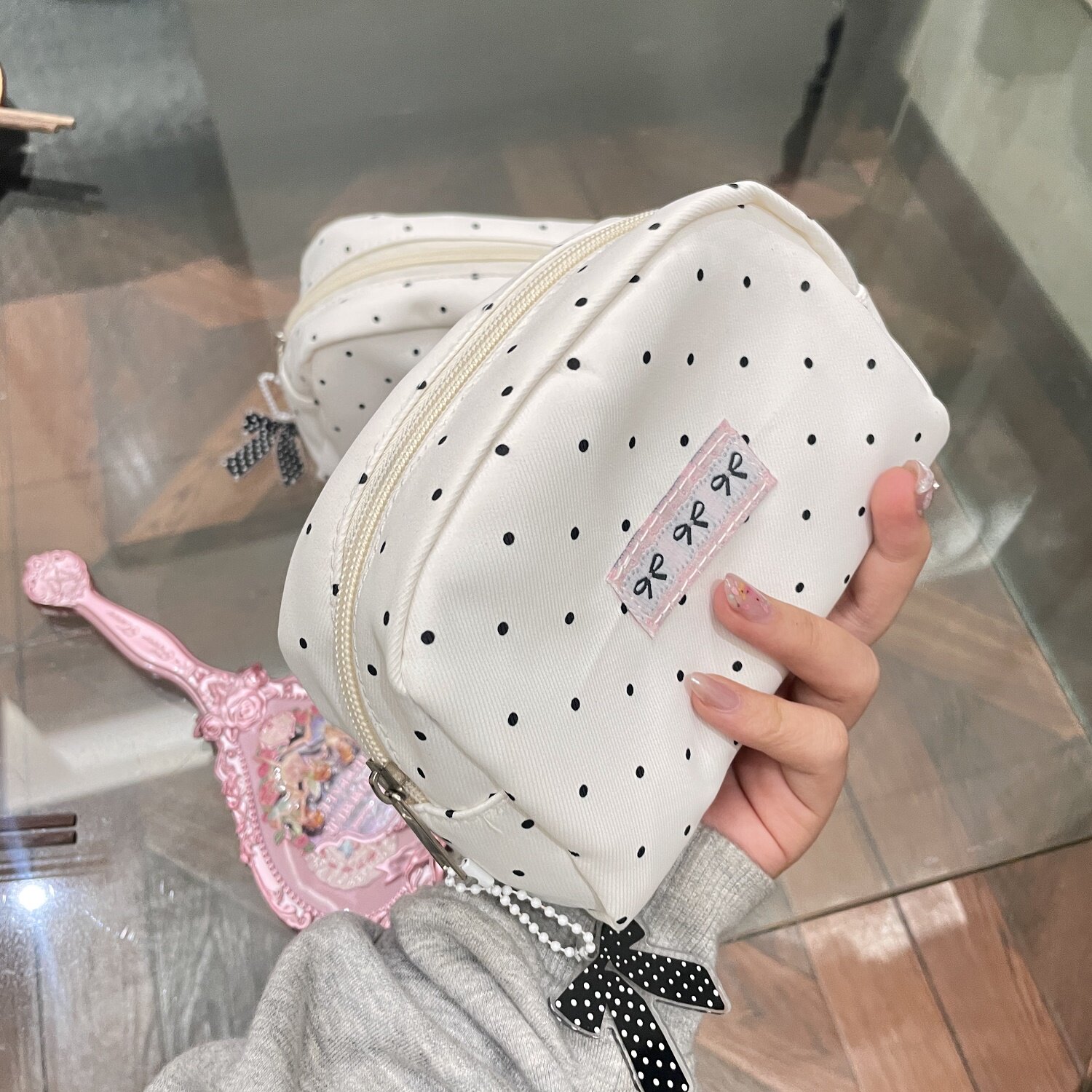 韩版ins风波点大容量笔袋