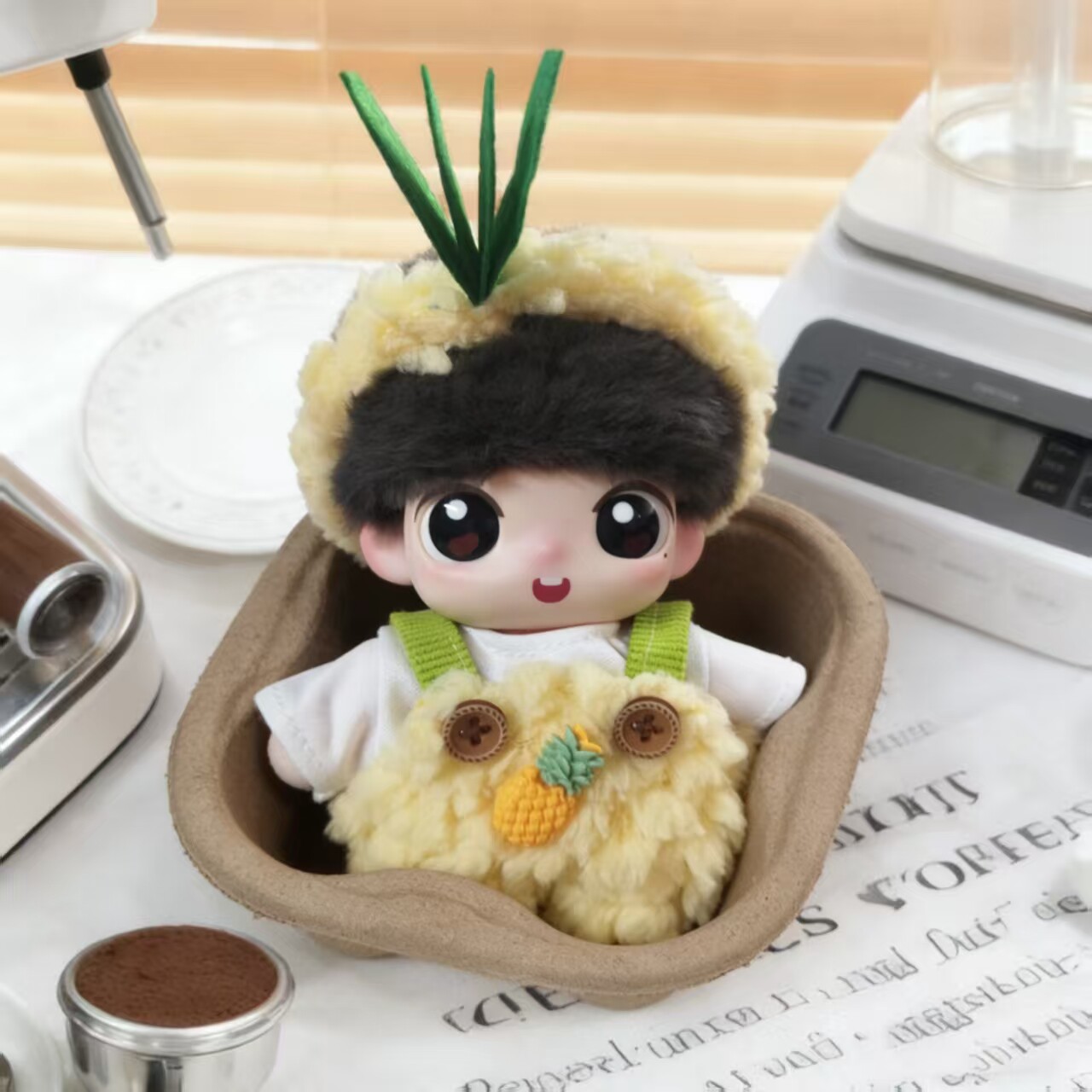 棉花娃娃娃衣菠萝背带裤套装