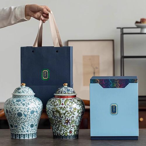 中号流芳茶叶罐  上古陶瓷  礼盒包装盒单罐密封红茶绿茶白茶