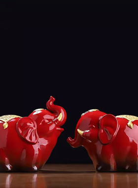 中式陶瓷大象摆件招财吉祥物摆设家居客厅酒柜玄关装饰品