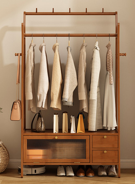 落地式挂衣架非实木衣帽架卧室挂包架床边晚上放衣服置物立式衣架