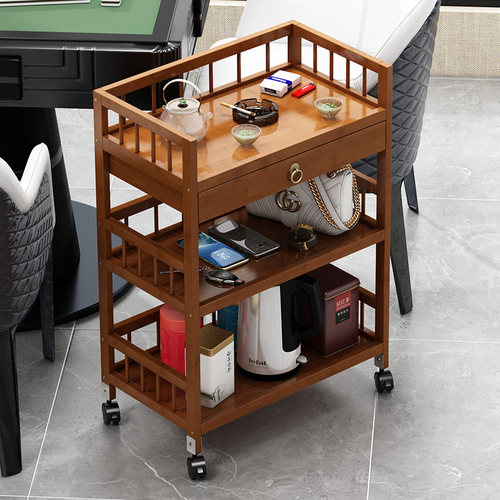 可移动麻将桌茶几茶水架带轮棋牌室专用打牌麻将机小边几置物架子