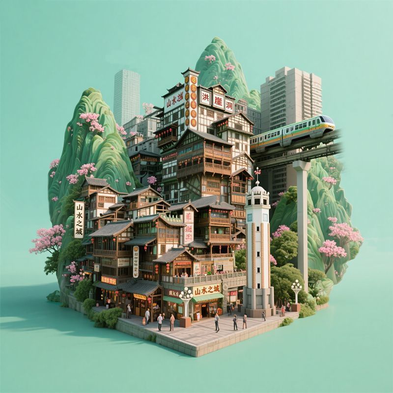 【重庆洪崖洞】金属磁吸浮雕冰箱贴4A旅游景点纪念品建筑文创礼品