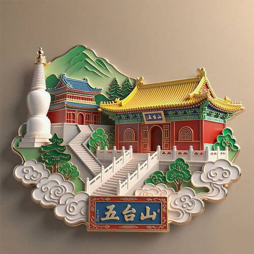 【五台山】浮雕高级冰箱贴金属立体旅游建筑创意礼物送朋友礼品