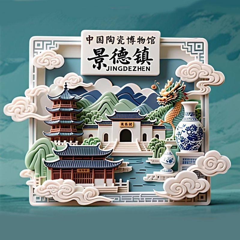 【景德镇】陶瓷花瓶瓷都金属冰箱磁贴高级中国风文创生日伴手礼物