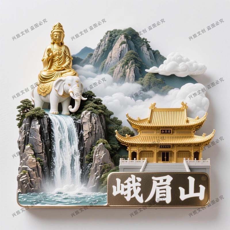 【峨眉山】景点金属立体浮雕冰箱贴旅游纪念品文创伴手礼国潮装饰