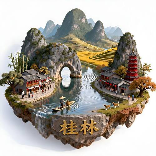 桂林金属浮雕立体冰箱贴广西文旅文创伴手礼物旅游景点景区装饰品
