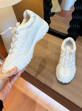 【内增高6厘米】春夏真皮女2025厚底绣花网面轻便阿甘鞋010508