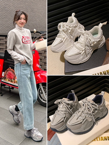 美年达厚底老爹鞋女2024新款春季百搭ins潮情侣休闲运动鞋男女鞋