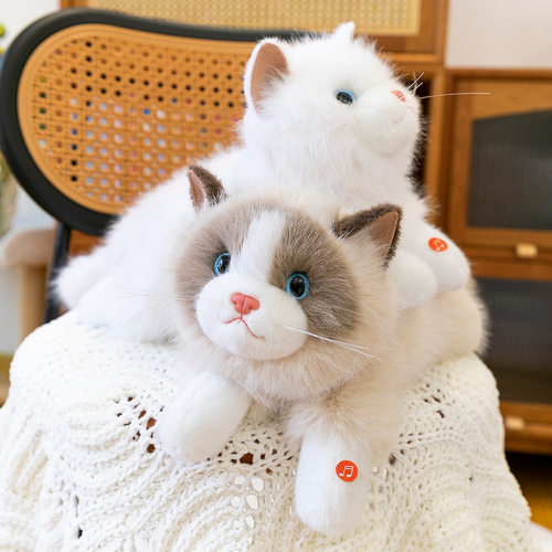 可爱仿真会叫猫咪公仔毛绒玩具小猫儿童安抚玩偶睡觉抱睡生日礼物