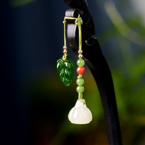 和田玉挂坠莲蓬古风碧玉叶子新中式饰品压襟女复古中国风禅意配饰