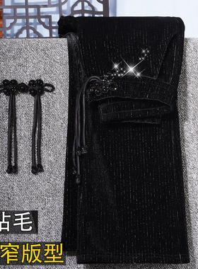 新中式春季金丝绒阔腿女高腰闪亮小个子灯芯条绒直通微喇叭裤盘扣