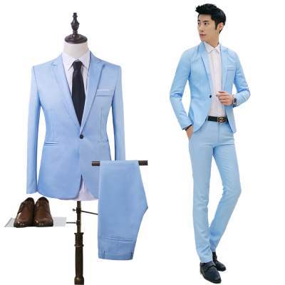 西服套装男士三件套商务正装职业小西装修身伴郎服装