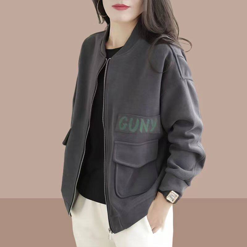 2025春秋季新款女士短外套卫衣开衫拉链棒球服爆款夹克洋气百搭潮