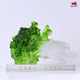 琉璃白菜招财百财工艺品摆件店铺开业礼品客厅玄关酒柜中式装饰品