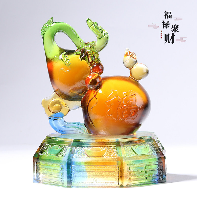 琉璃葫芦招财摆件中式客厅家居装饰品送领导长辈贺寿乔迁开业礼物