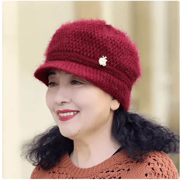 帽子女2024秋冬新款针织保暖毛线帽中老年妈妈帽女加绒百搭套头帽