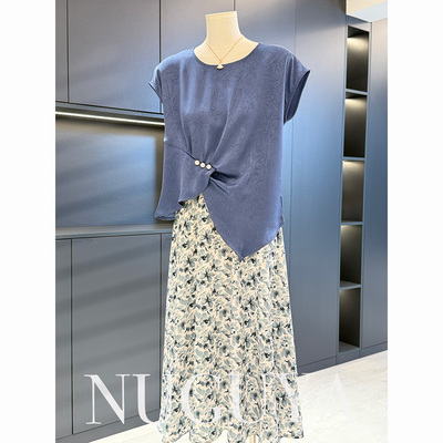 时尚洋气年轻妈妈装连衣裙套装女夏装新款气质百搭显瘦中年人裙子