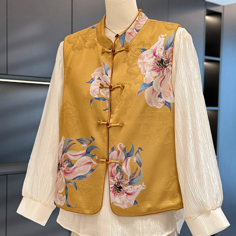 中国风马甲两件套女妈妈装春装新款上衣气质百搭中老年衬衫套装