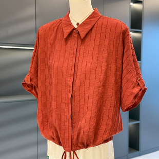 时尚洋气妈妈装衬衫女中袖2025年夏装新款上衣气质百搭中老年衬衣