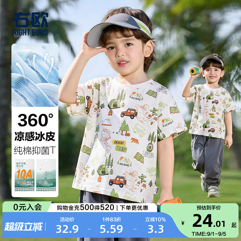 右欧儿童纯棉短袖T恤卡通动漫图片