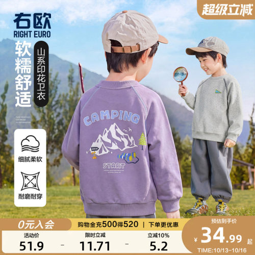 右欧男童春秋户外山系卫衣