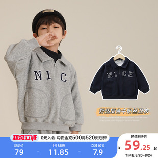 春秋季 童装 右欧男童女童翻领卫衣字母美式 新款 上衣 儿童春装 POLO衫