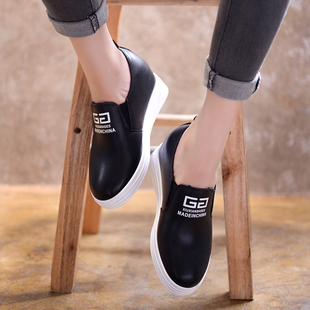 休闲女运动鞋 女内增高厚底百搭一脚蹬懒人坡跟单鞋 小白鞋 春夏新款