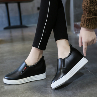 休闲女运动鞋 女内增高厚底百搭一脚蹬懒人坡跟单鞋 小白鞋 春夏新款