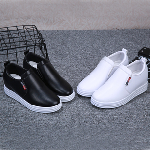 休闲女运动鞋 女内增高厚底百搭一脚蹬懒人坡跟单鞋 小白鞋 春夏新款