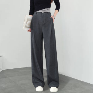巨好看高腰显瘦垂感百搭贝斯休闲裤 女2026早春新款 直筒裤 灰色西装