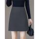 灰色毛呢半身裙女秋冬季 2025新款 冬天配毛衣a字裙一步包臀短裙子