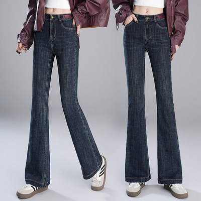 复古蓝微喇牛仔裤女2026