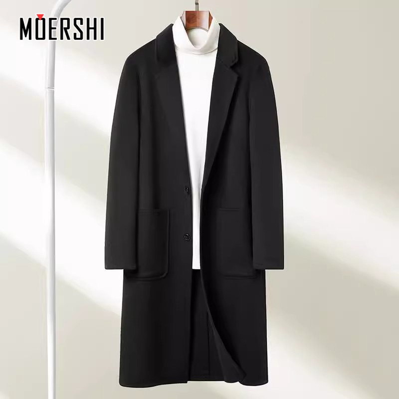 轻奢中长款大衣男西装领羊绒风衣