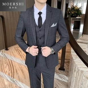 男套装 西装 修身 男士 外套 西服三件套韩版 新郎伴郎结婚礼服休闲正装