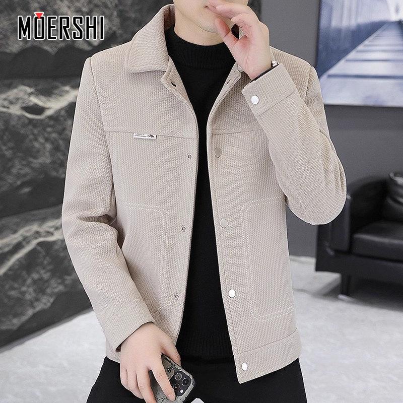 翻领外套男士韩版秋冬季新款短款男装风衣时尚简约休闲百搭夹克