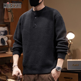 百搭复古打底毛线 高级感保暖毛衣男士 秋冬季 新款 宽松加厚针织衫