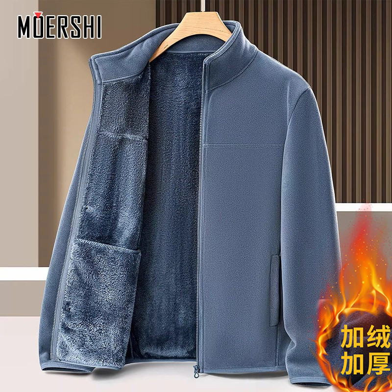 抓绒卫衣外套男秋冬加绒加厚夹克