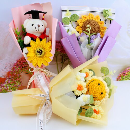 针织毛线小花束成品手工钩织