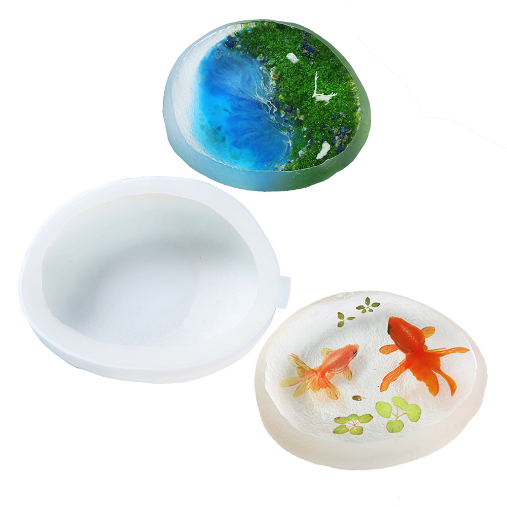 秋兰3d立体树脂画金鱼容器仿石头硅胶模具diy水晶滴胶