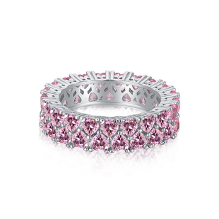 s925纯银排钻爱心戒指不掉色满钻宽版修饰手指精品奢华指环戒女