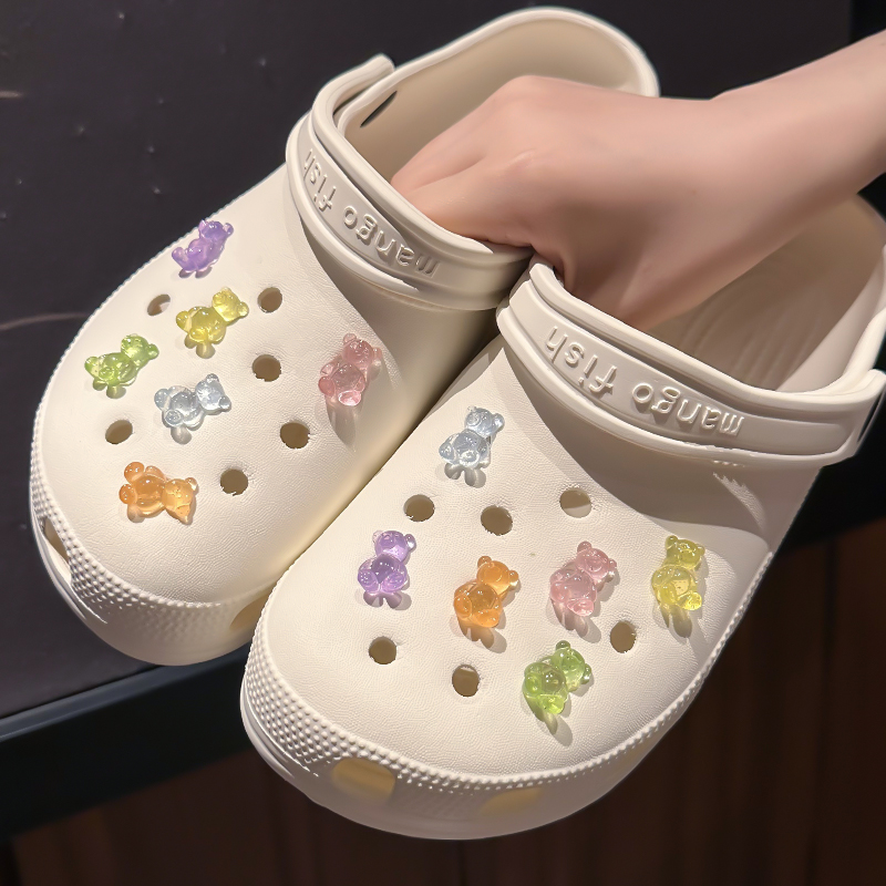 糖果小熊洞洞鞋配饰 crocs卡骆驰鞋面装饰扣儿童拖鞋卡扣洞洞鞋扣